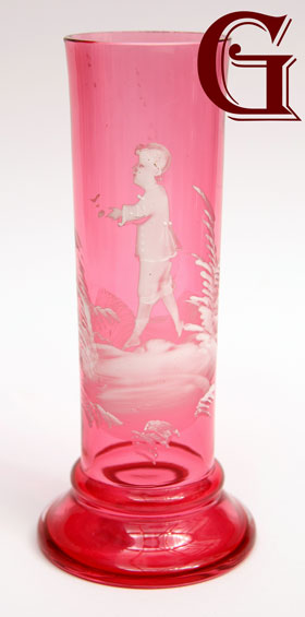 cranberry glass Mary Gregory vase